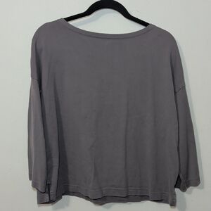 Muji Heavy Cotton Boatneck T-Shirt Gray Oversized Cropped Women's Size M-L